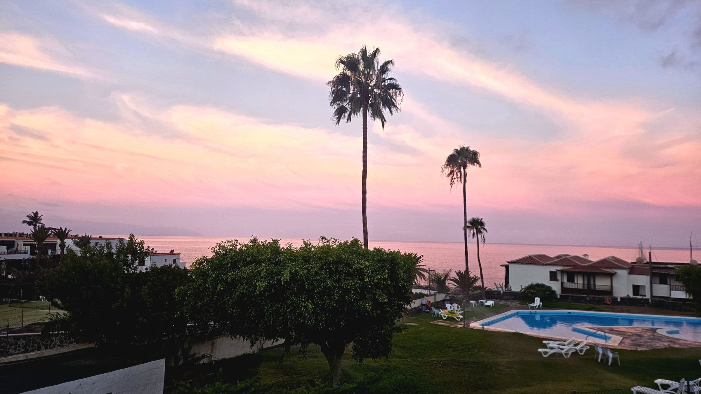 Evening sky above the pool